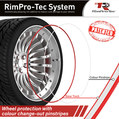 4x Red Base's 4x White Pinstripe's / RimPro-Tec® Wheelbands™ car wheel styling kit