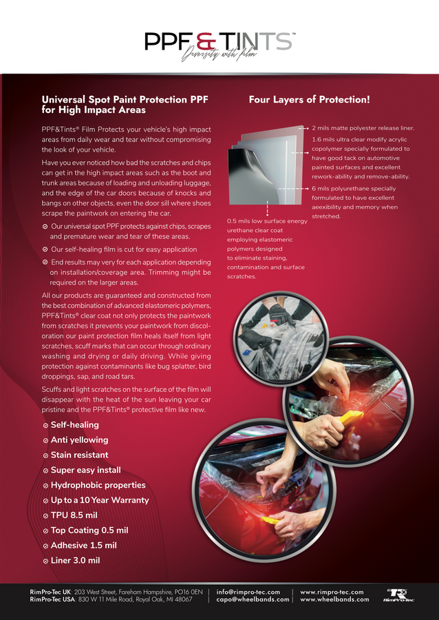 RimPro-Tec® 5-10-12-16 Year Premium Paint Protection Film (PPF & Tints®) — Worldwide Supply