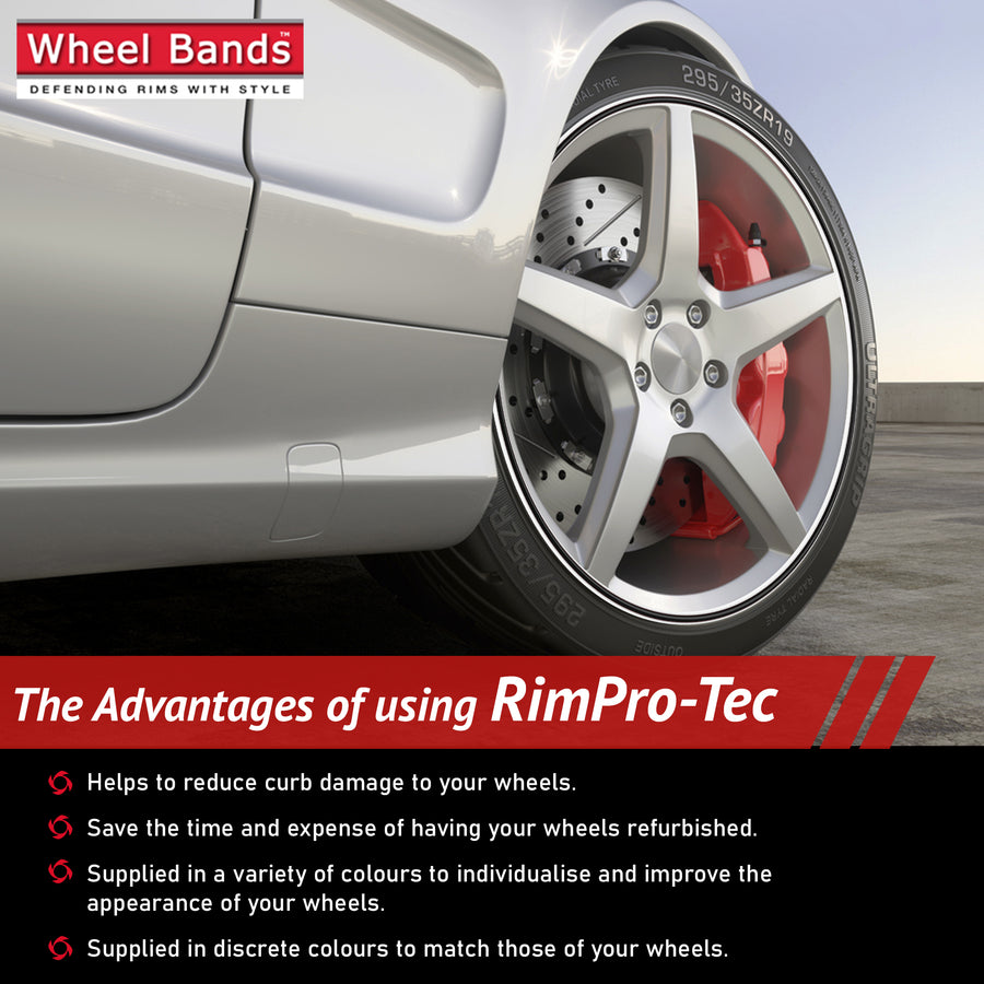 4x White Base's 4x Black Pinstripe's / RimPro-Tec® Wheelbands™ car wheel styling kit