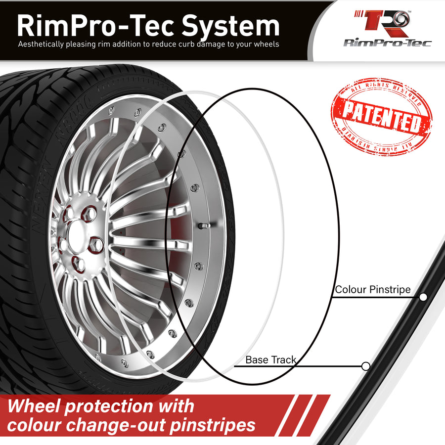 4x White Base's 4x Black Pinstripe's / RimPro-Tec® Wheelbands™ car wheel styling kit