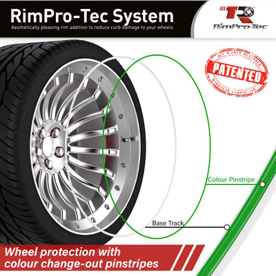 4x White Base's 4x Green Pinstripe's / RimPro-Tec® Wheelbands™ car wheel styling kit