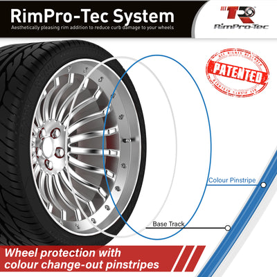 4x White Base's 4x Sky Blue Pinstripe's / RimPro-Tec® Wheelbands™ car wheel styling kit