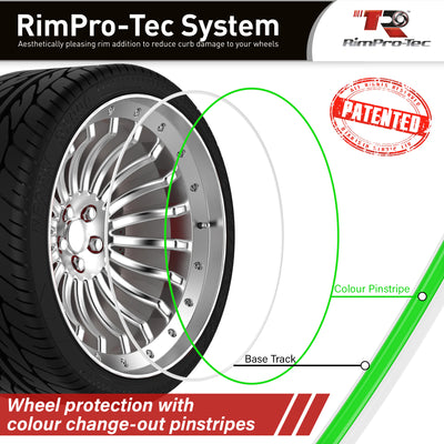 4x White Base's 4x Lime Green Pinstripe's / RimPro-Tec® Wheelbands™ car wheel styling kit