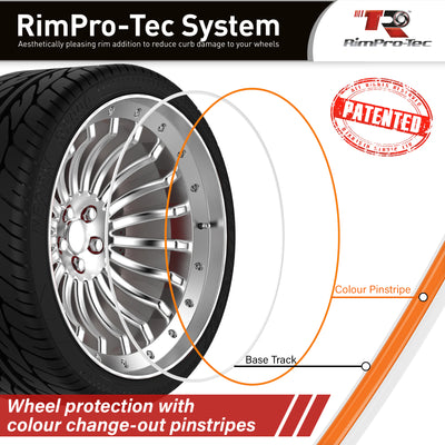 4x White Base's 4x Orange Pinstripe's / RimPro-Tec® Wheelbands™ car wheel styling kit