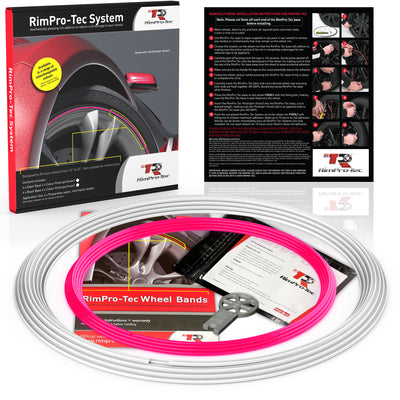 4x White Base's 4x Pink Pinstripe's / RimPro-Tec® Wheelbands™ car wheel styling kit