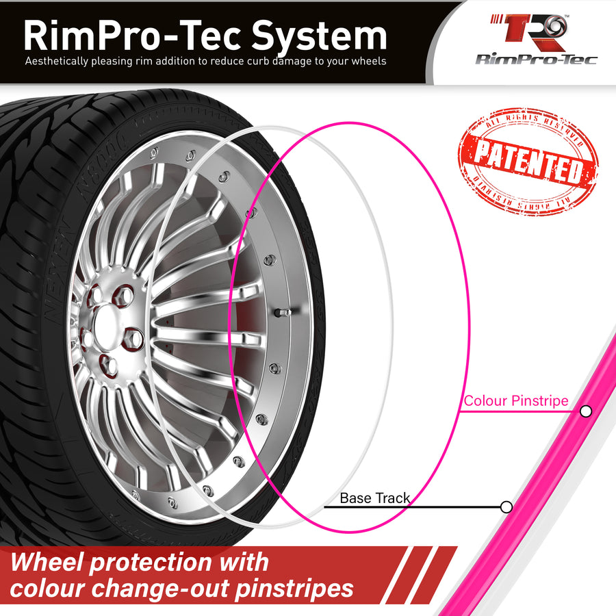 4x White Base's 4x Pink Pinstripe's / RimPro-Tec® Wheelbands™ car wheel styling kit