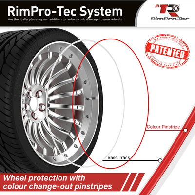 4x White Base's 4x Red Pinstripe's / RimPro-Tec® Wheelbands™ car wheel styling kit