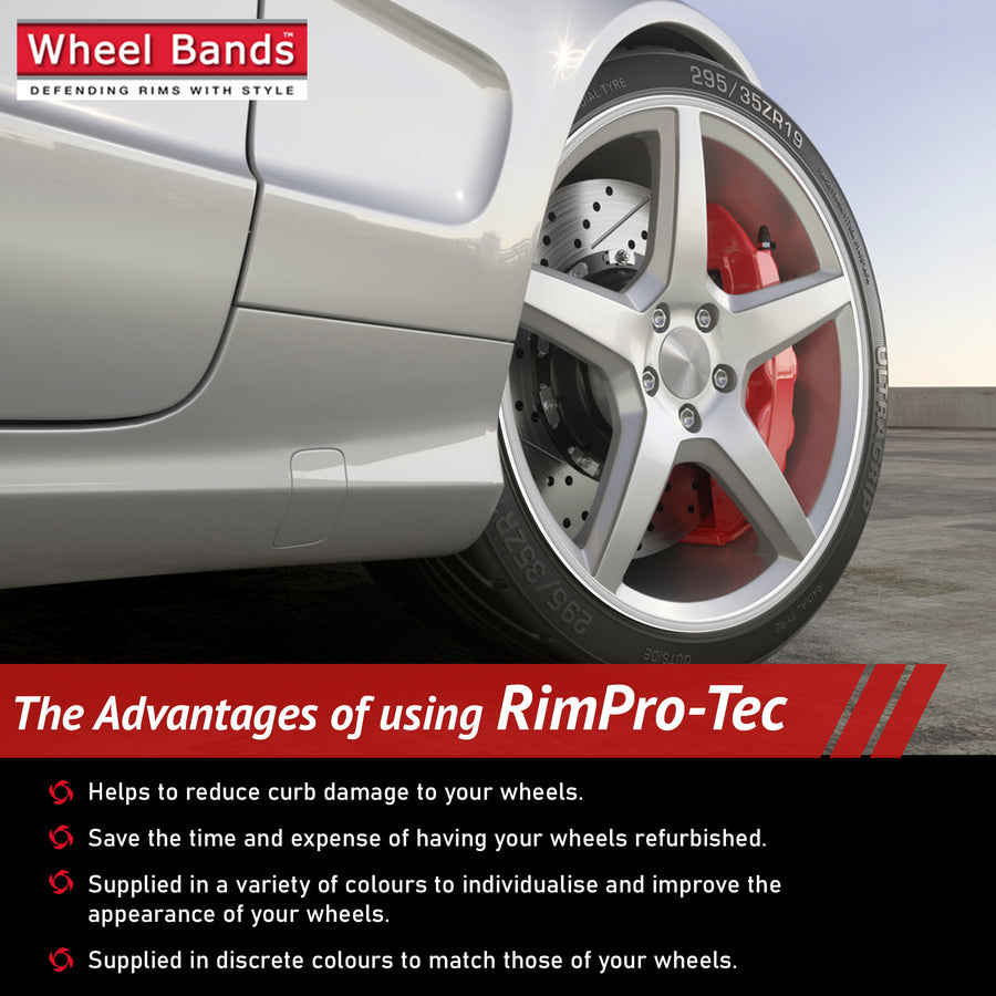 4x White Base's 4x Silver Pinstripe's / RimPro-Tec® Wheelbands™ car wheel styling kit