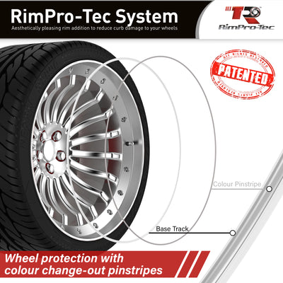 4x White Base's 4x Silver Pinstripe's / RimPro-Tec® Wheelbands™ car wheel styling kit