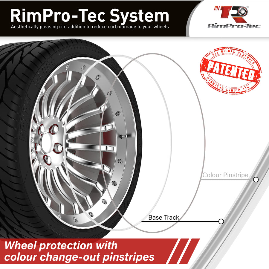 4x White Base's 4x Silver Pinstripe's / RimPro-Tec® Wheelbands™ car wheel styling kit