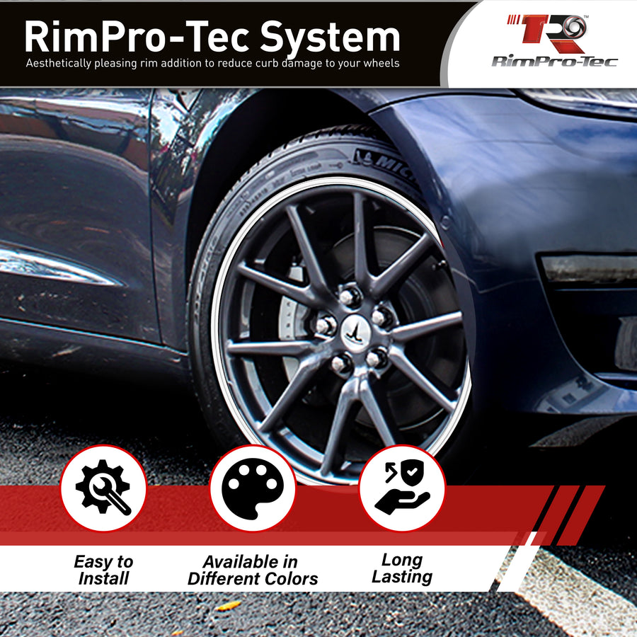 4x White Base's 4x White Pinstripe's / RimPro-Tec® Wheelbands™ car wheel styling kit