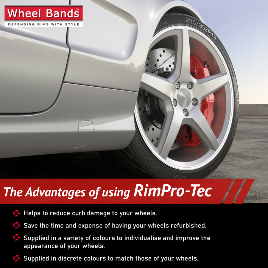 4x White Base's 4x White Pinstripe's / RimPro-Tec® Wheelbands™ car wheel styling kit