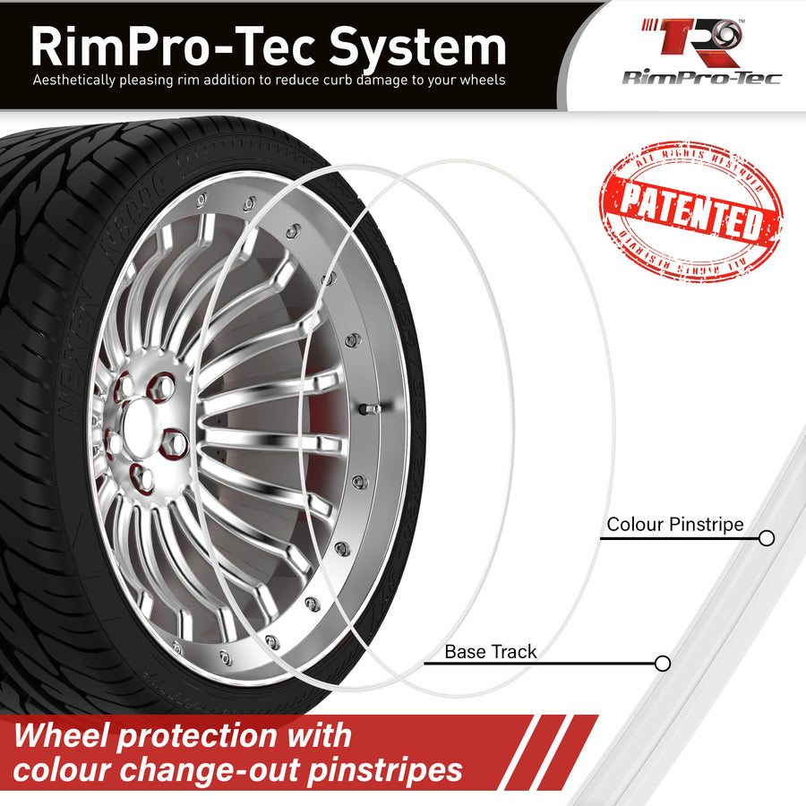 4x White Base's 4x White Pinstripe's / RimPro-Tec® Wheelbands™ car wheel styling kit