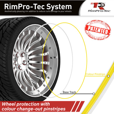 4x White Base's 4x Yellow Pinstripe's / RimPro-Tec® Wheelbands™ car wheel styling kit