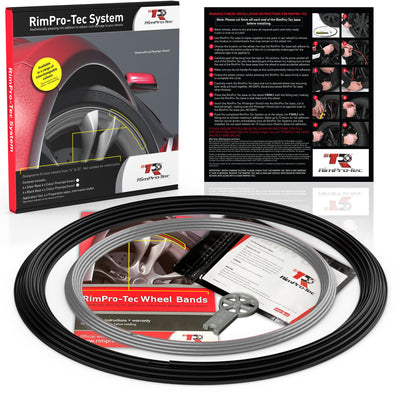 4x Black Base's 4x Silver Pinstripe's / RimPro-Tec® Wheelbands™ car wheel styling kit