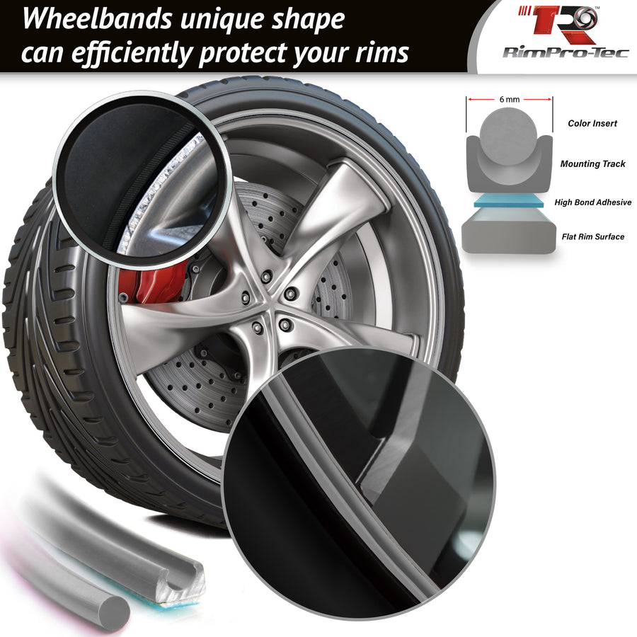 4x Silver Base's 4x Silver Pinstripe's / RimPro-Tec® Wheelbands™ car wheel styling kit