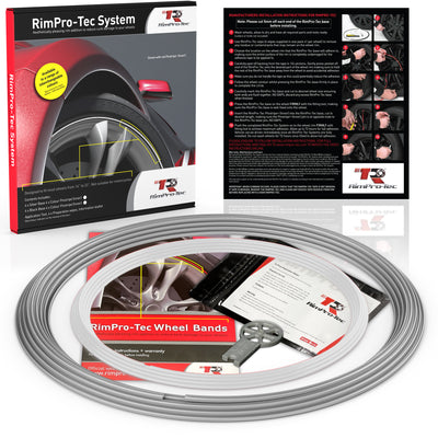 4x Silver Base's 4x White  Pinstripe's / RimPro-Tec® Wheelbands™ car wheel styling kit